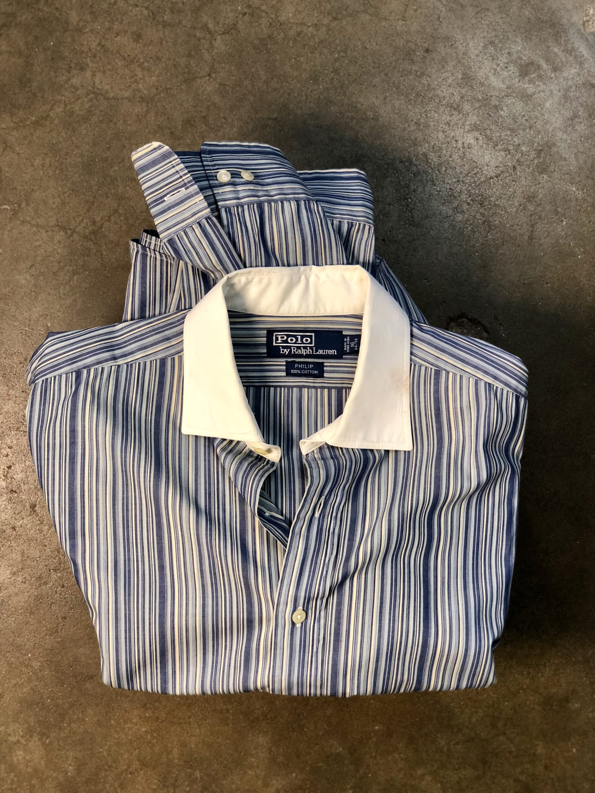 Vintage Polo Ralph Lauren Philip Banker Stripe Shirt – photo 1 Vintage Polo Ralph Lauren Philip Banker Stripe Shirt, men's 16½ 34/35 — photo 1