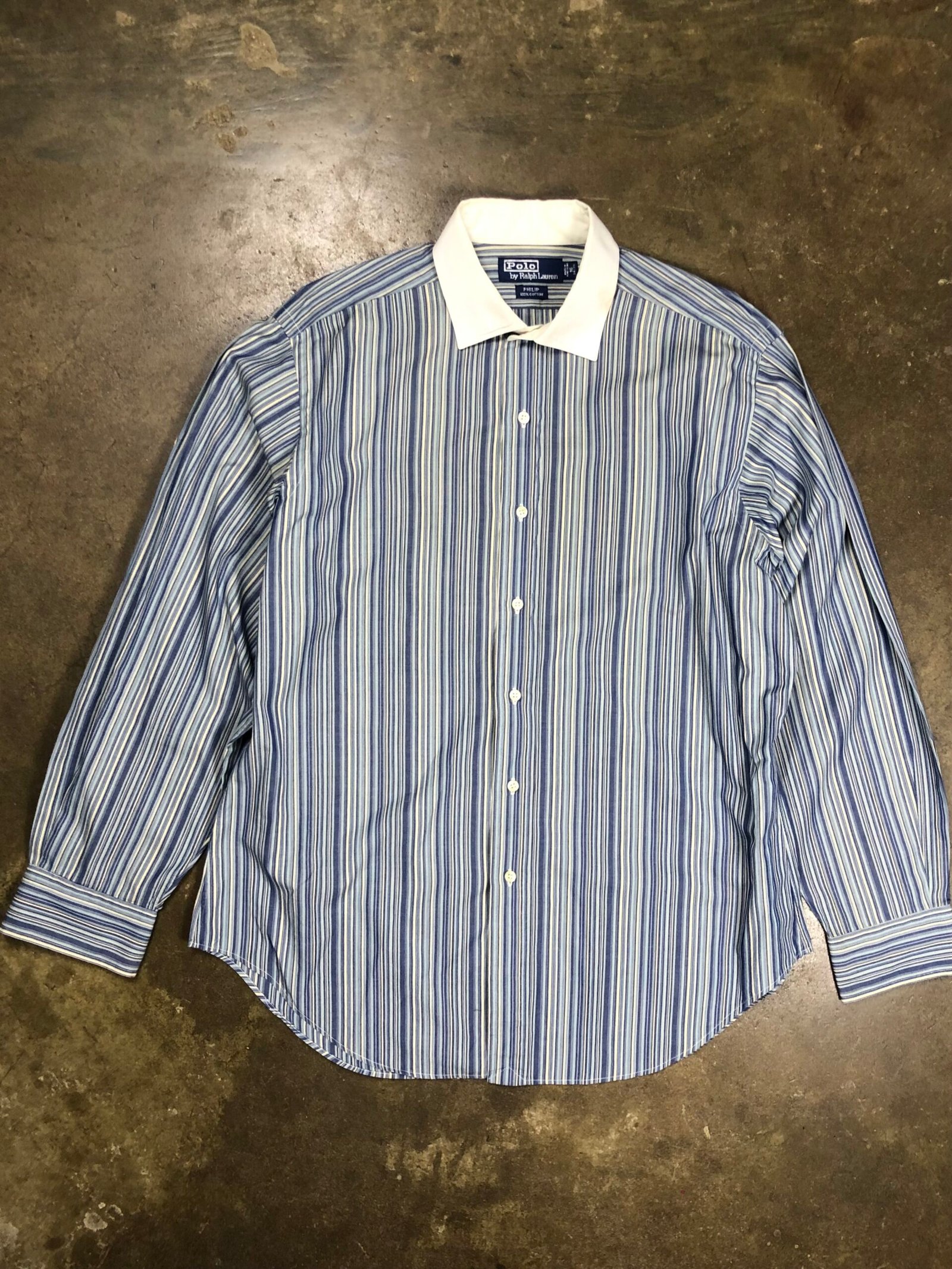 Vintage Polo Ralph Lauren Philip Banker Stripe Shirt – photo 2 Vintage Polo Ralph Lauren Philip Banker Stripe Shirt, men's 16½ 34/35 — photo 2