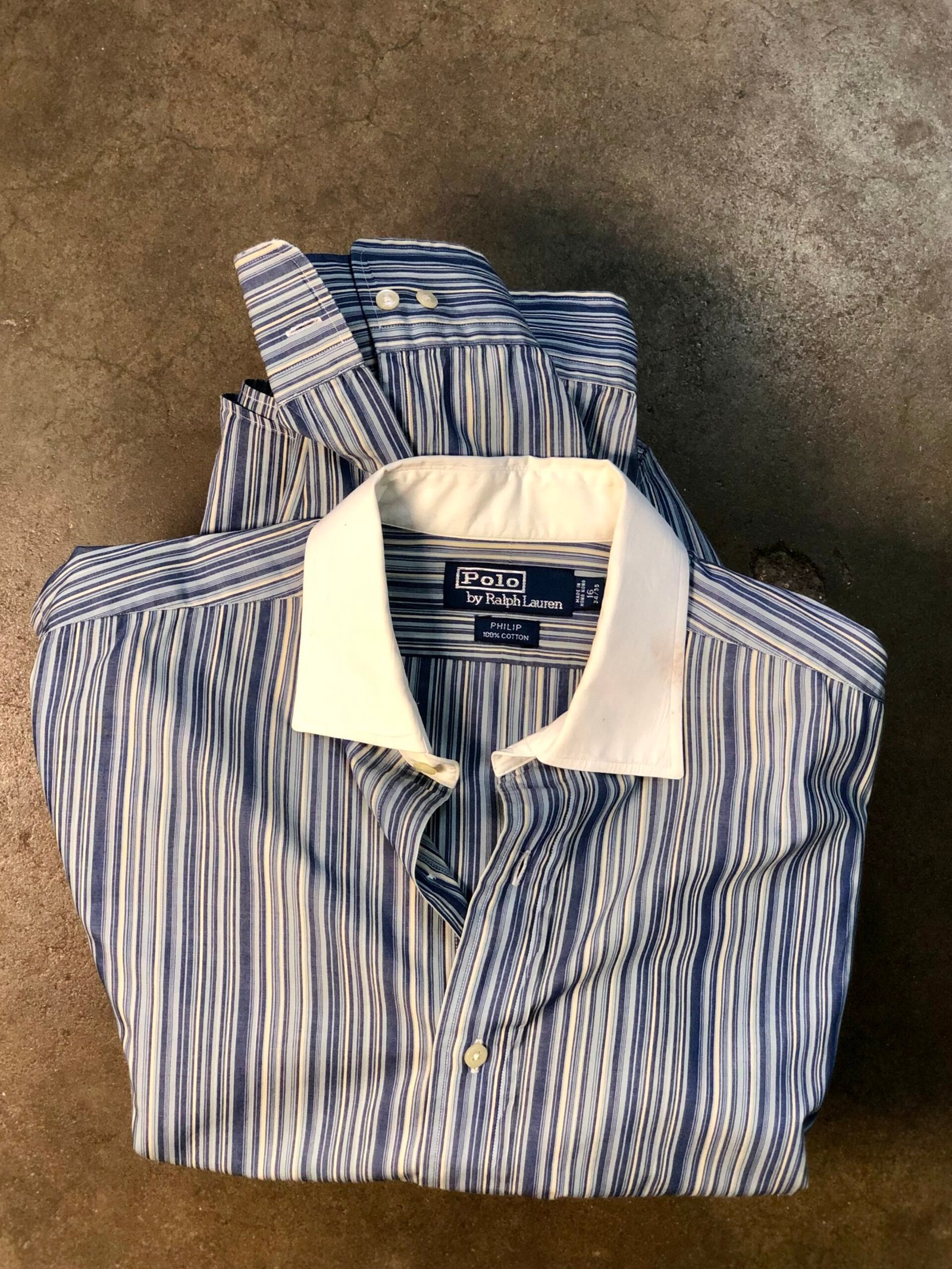 Vintage Polo Ralph Lauren Philip Banker Stripe Shirt – photo 3 Vintage Polo Ralph Lauren Philip Banker Stripe Shirt, men's 16½ 34/35 — photo 3