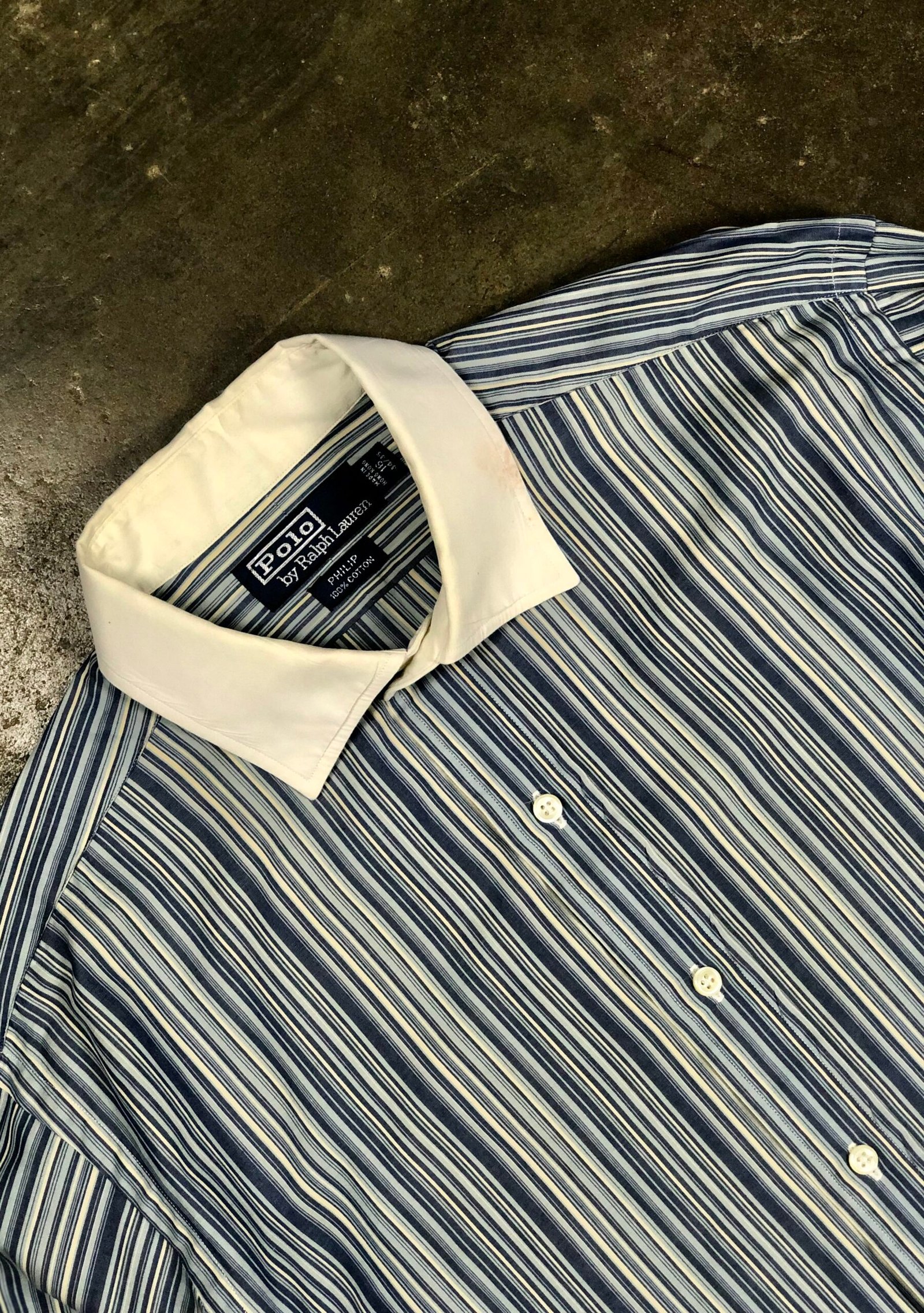 Vintage Polo Ralph Lauren Philip Banker Stripe Shirt – photo 4 Vintage Polo Ralph Lauren Philip Banker Stripe Shirt, men's 16½ 34/35 — photo 4