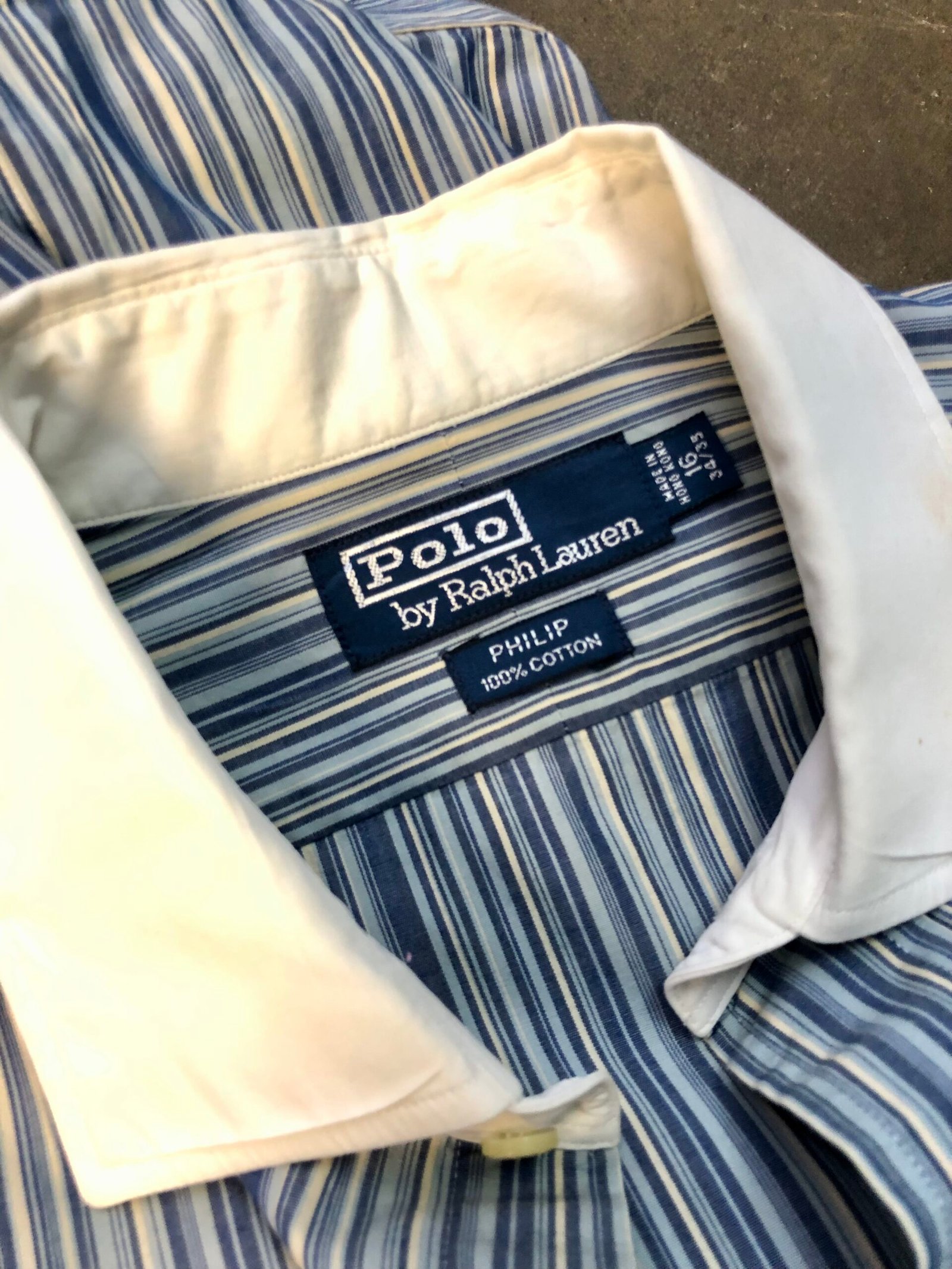 Vintage Polo Ralph Lauren Philip Banker Stripe Shirt – photo 7 Vintage Polo Ralph Lauren Philip Banker Stripe Shirt, men's 16½ 34/35 — photo 7