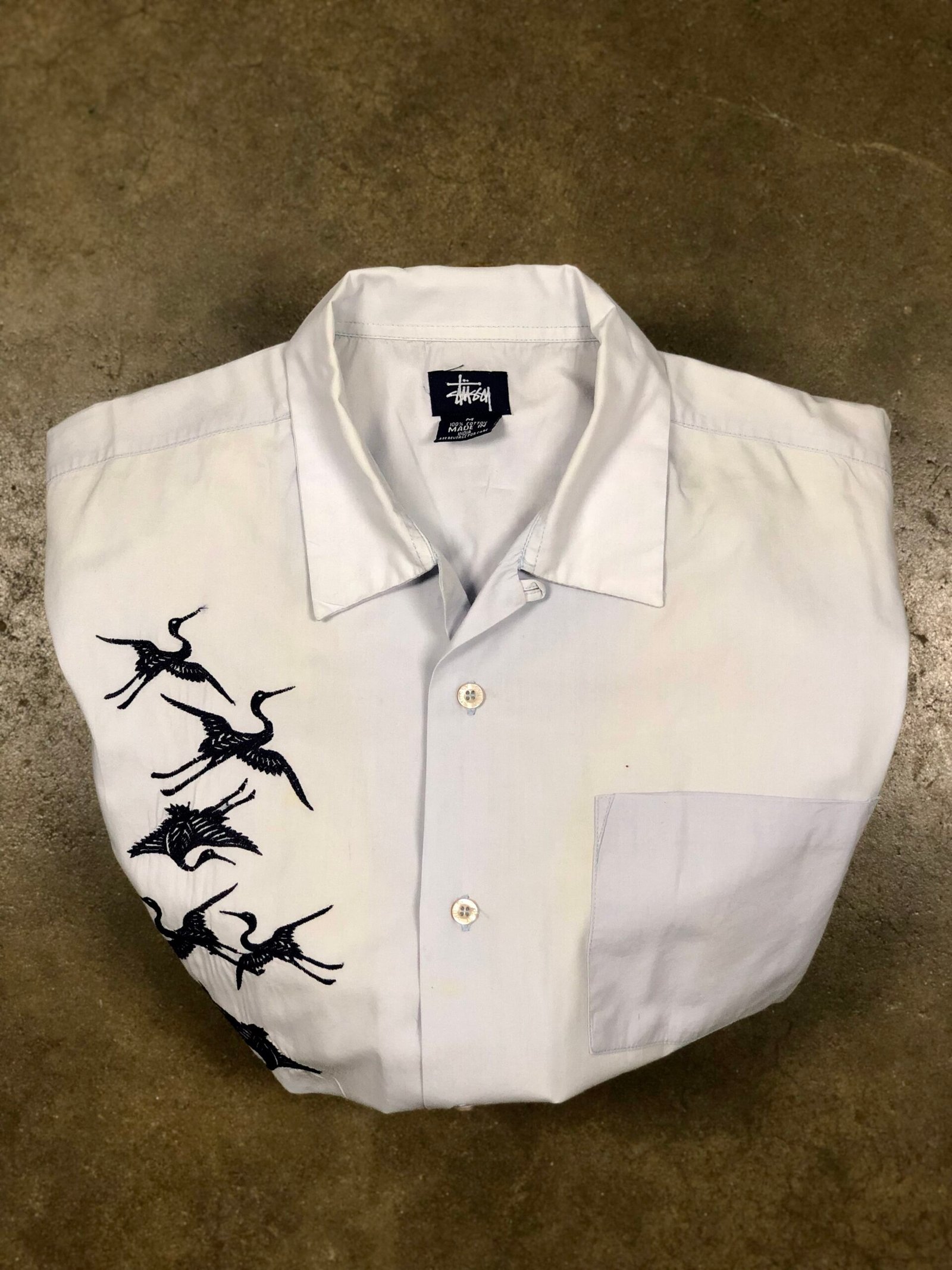 Vintage Stüssy embroidered cranes shirt – photo 1 Vintage Stüssy embroidered cranes shirt, men's L — photo 1