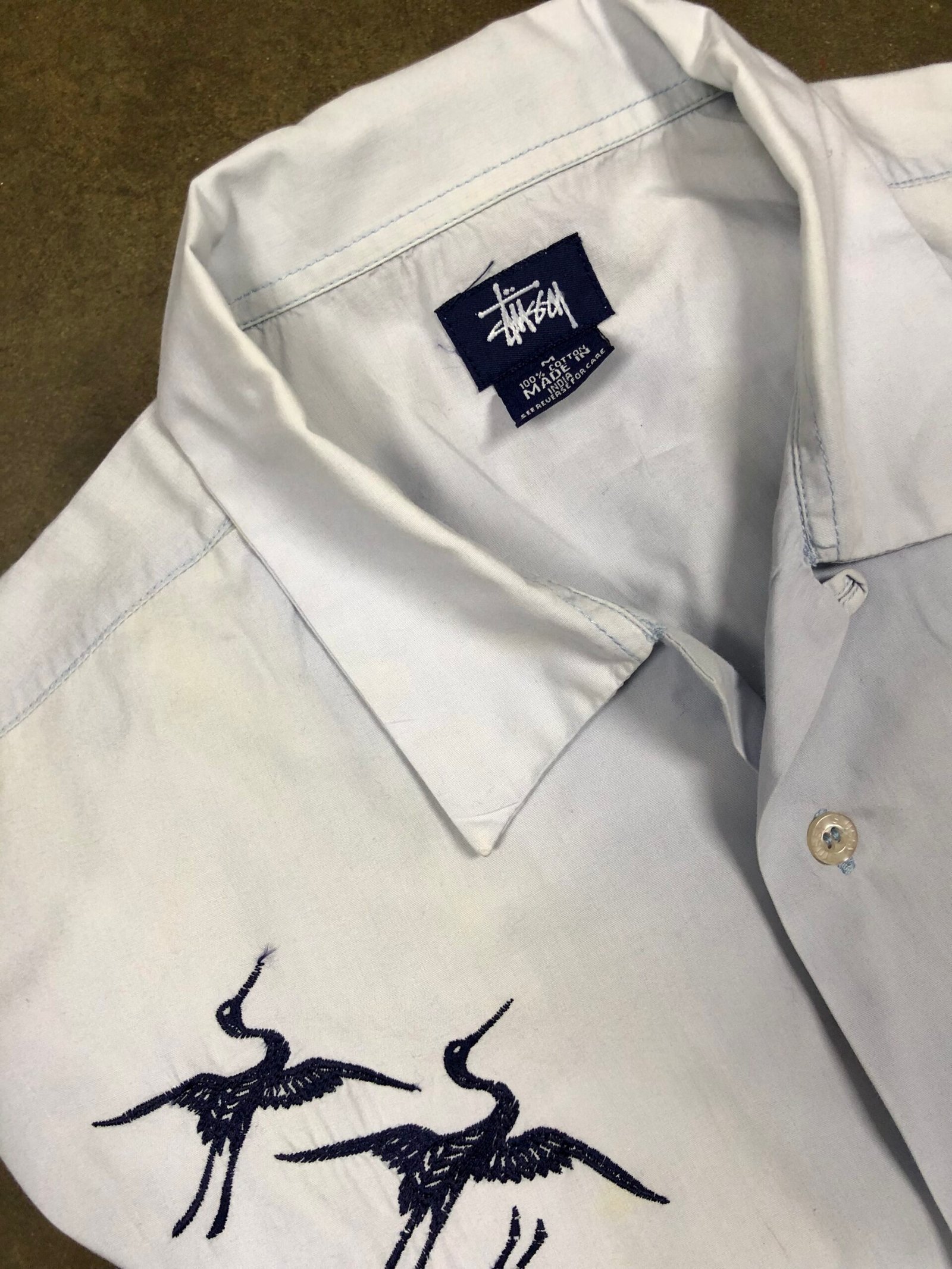 Vintage Stüssy embroidered cranes shirt – photo 4 Vintage Stüssy embroidered cranes shirt, men's L — photo 4