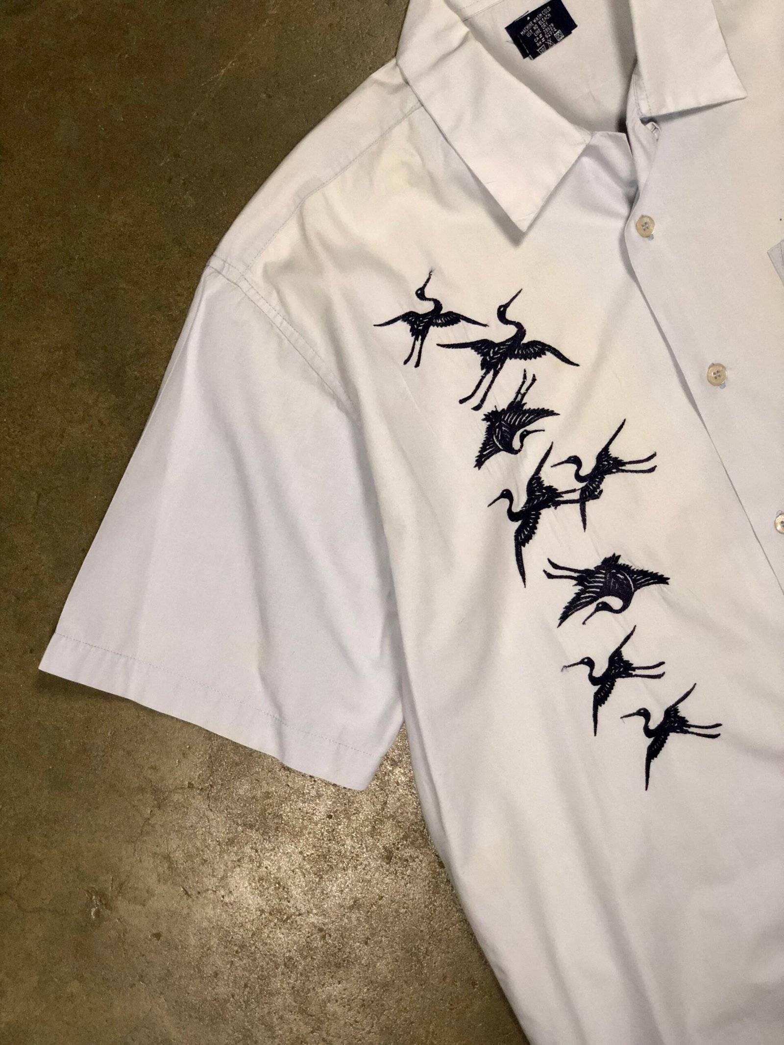 Vintage Stüssy embroidered cranes shirt – photo 8 Vintage Stüssy embroidered cranes shirt, men's L — photo 8
