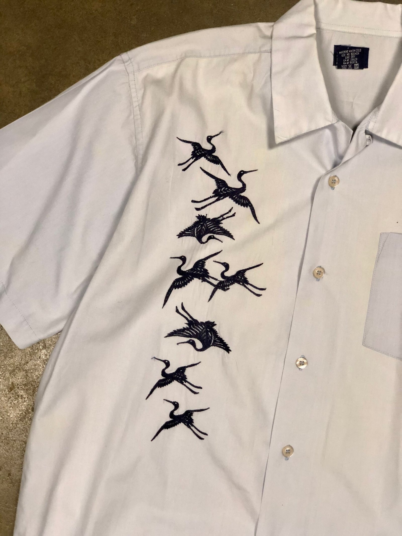 Vintage Stüssy embroidered cranes shirt – photo 9 Vintage Stüssy embroidered cranes shirt, men's L — photo 9