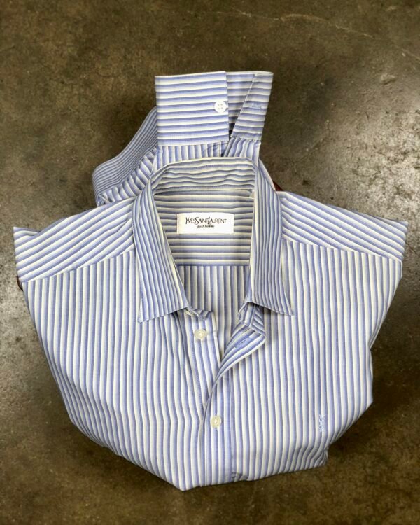Vintage Yves Saint Laurent Pour Homme Multi-Blue Striped Dress Shirt — photo 1